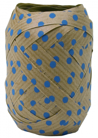 detail Dárková stuha papírová 1cmx15m, Puntíky bílé, modré, černé