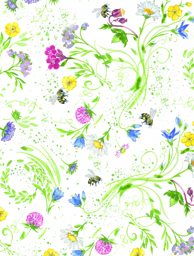 Dárkový papír role 70x200cm, Květiny a včely