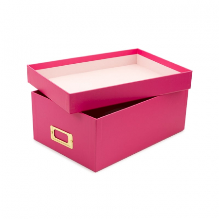 detail Kvalitní růžová krabička z pevného kartonu 20x29x12cm