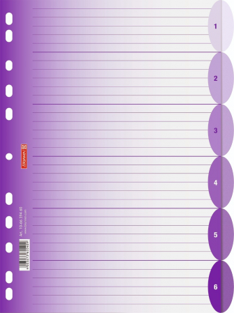 detail Rozlišovač do šanonu nebo do kroužkových pořadačů A4, 6 oddílů, fialový