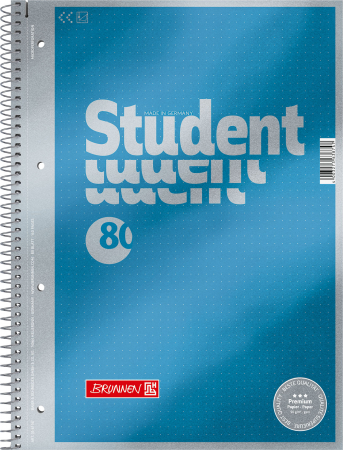 detail Collegeblock A4, tečkovaný, modré metalické desky