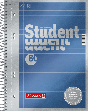 detail Collegeblock A5 linkovaný, modré metalické desky