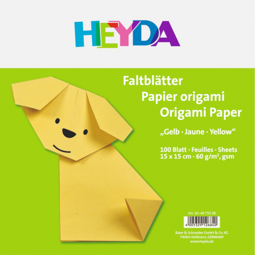 Origami papír 15x15cm, 100 listů, žlutý