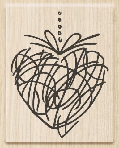 Dřevěné razítko 6,5x5cm, Kreslené srdce