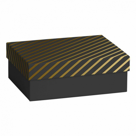 detail Dárková krabička 12x16,5x6cm A6+, zlaté pruhy