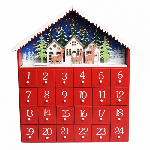 Dřevěný adventní kalendář domeček Rex London