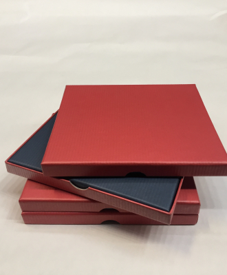 Dárková krabička 16x14x1,5cm, CD červená/šedá