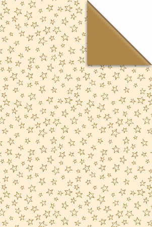 detail Dárkový papír role 70x500cm, Hvězdy krémová/zlatá