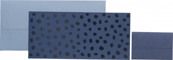 detail Dárková obálka s přáním 11x23 cm, Puntíky, tmavě modrá