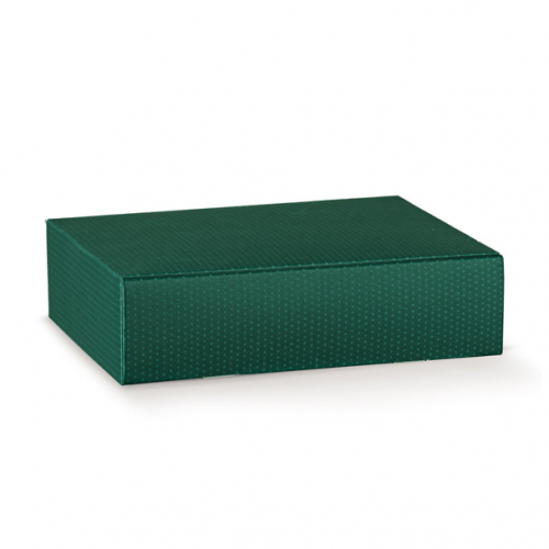 Dárková skládací krabička 3 lahve 34X28X9cm, Zelený puntík
