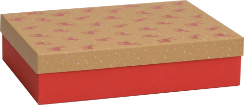 Dárková krabička 23,5x33x8cm A4+, Červený jelínek