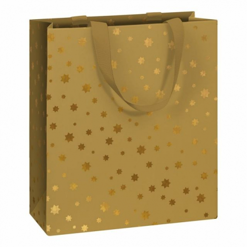 Dárková taška 18 x 8 x 21cm, zlaté hvězdy