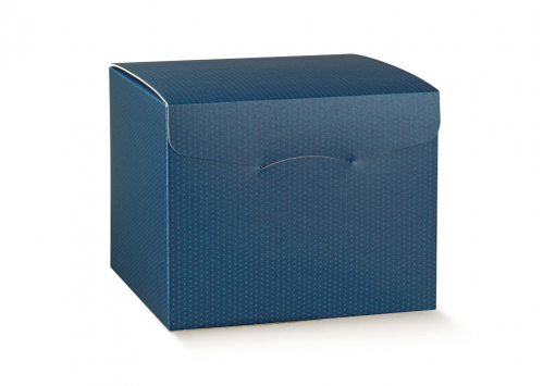 Dárková skládací krabice 30x30x24cm, Modrý puntík