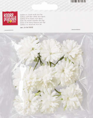 Papírová květina Dahlia 4cm, 9ks, bílá