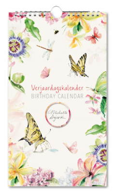 Narozeninový kalendář 17x30cm, Motýli a květiny